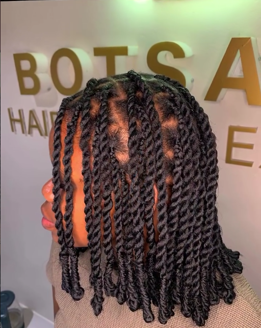A finished Botsana hair look